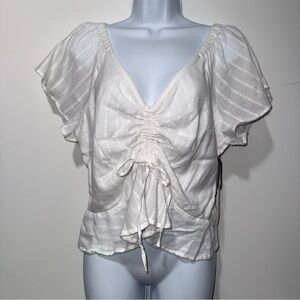 Japna White Ruched Blouse